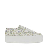 Superga 2790 Floral Print Sneakers - White Avorio Floral Print. Side view.