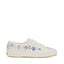 Superga 2750 Organic Flowers Embroidery Sneakers - White Avorio Blue Pink. Side view.