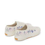 Superga 2750 Organic Flowers Embroidery Sneakers - White Avorio Blue Pink. Back view.