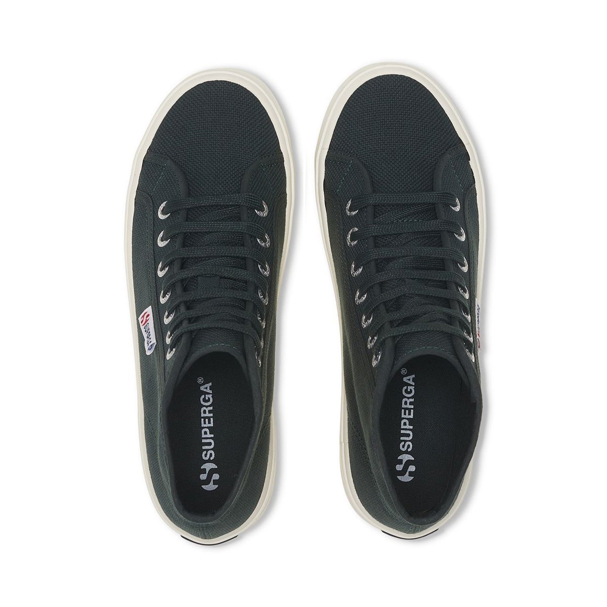 Superga 2341 Alpina Sneakers - Green Dk Forest Avorio. Top view.