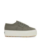 Superga 2790 Tank Sneakers - Grey Greenish Avorio Pearl Gum. Side view.