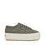 Superga 2790 Tank Sneakers - Grey Greenish Avorio Pearl Gum. Side view.