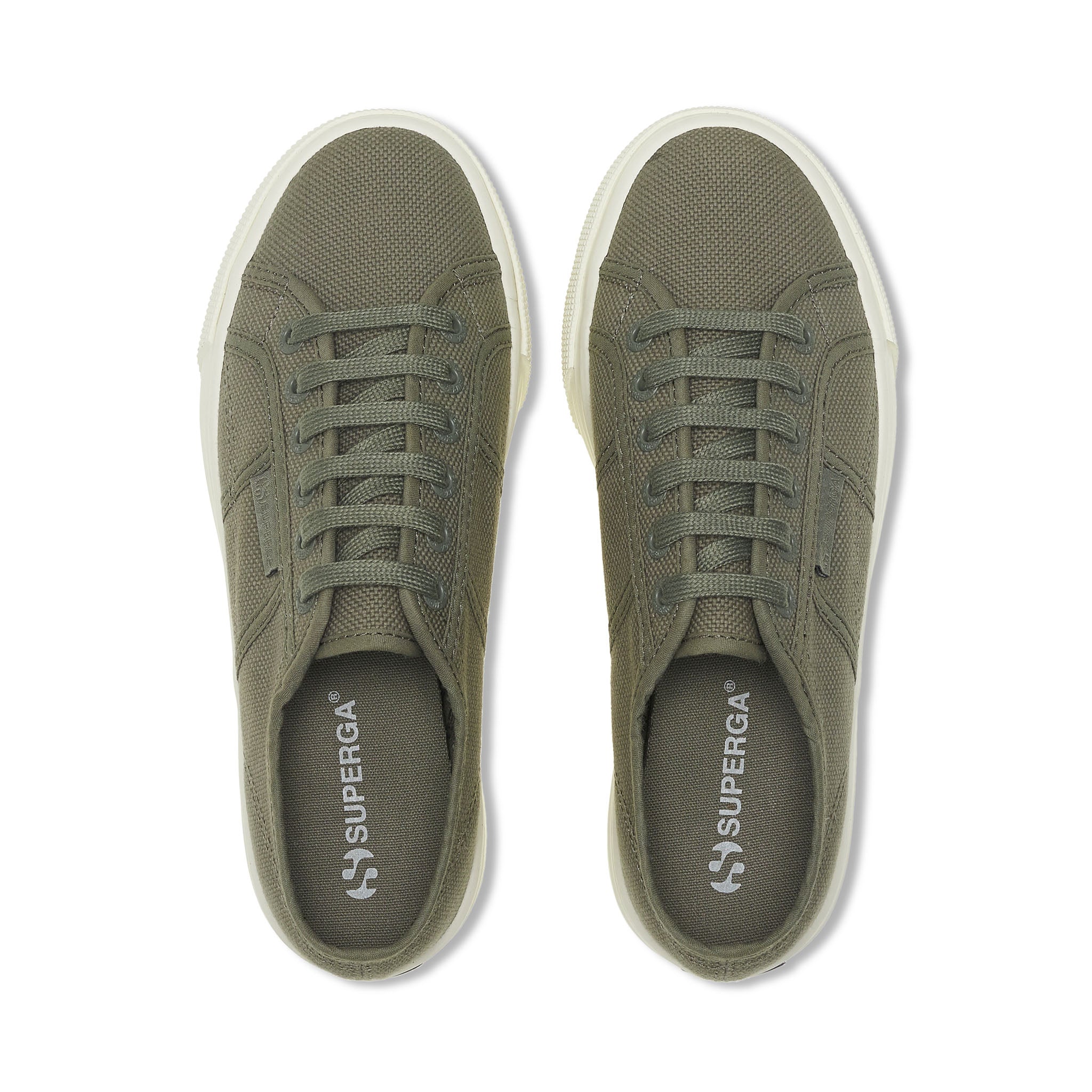 Superga 2790 Tank Sneakers - Grey Greenish Avorio Pearl Gum. Top view.