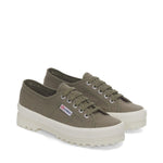 Superga 2555 Alpina Sneakers - Green Safari Avorio. Front view.