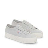 Superga 2740 Platform Sneakers - Grey Silver Avorio. Front view.