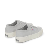 Superga 2740 Platform Sneakers - Grey Silver Avorio. Back view.