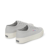 Superga 2740 Platform Sneakers - Grey Silver Avorio. Back view.