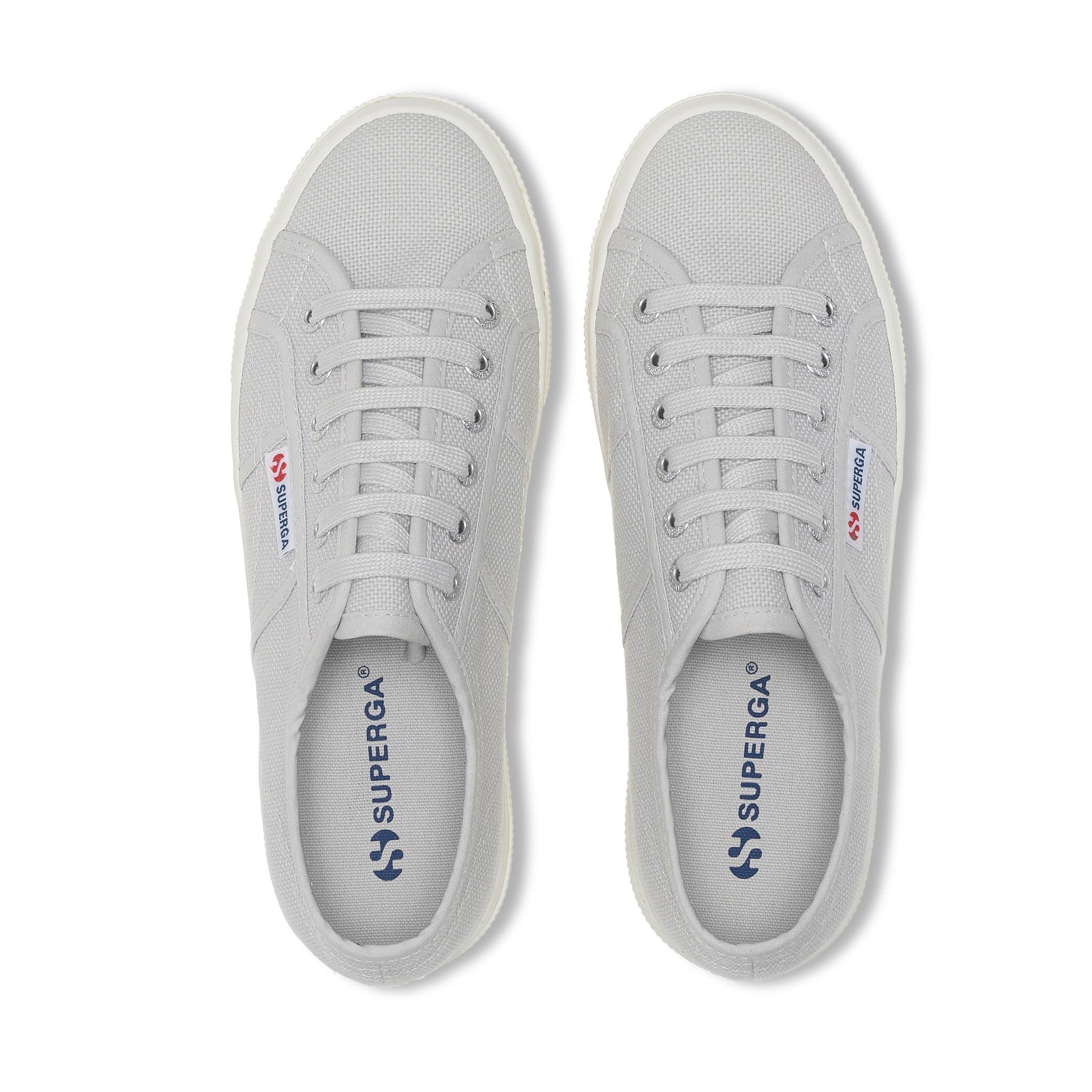 Superga 2740 Platform Sneakers - Grey Silver Avorio. Top view.