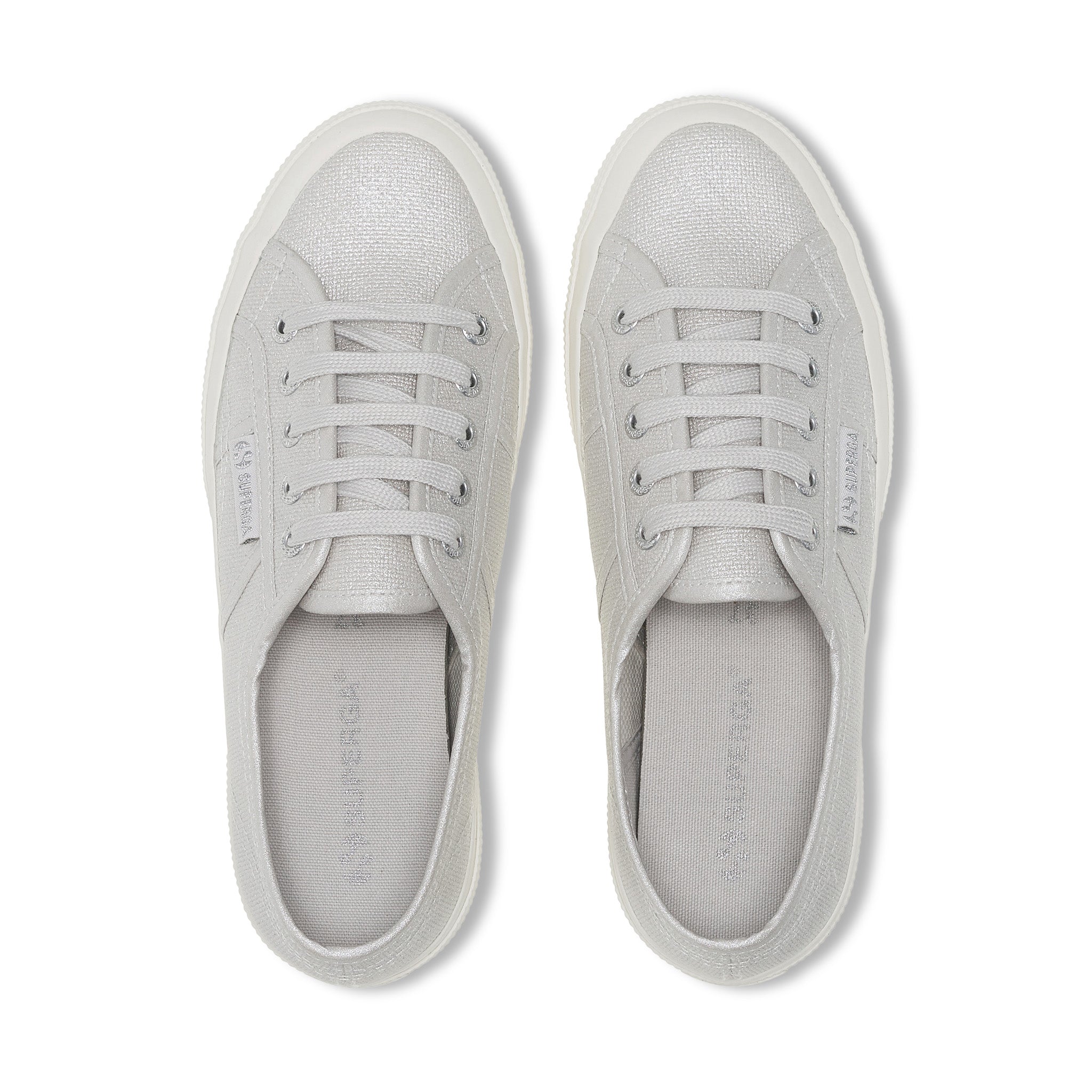 Superga 2750 Pearl Matte Canvas Sneakers - Grey Silver Avorio. Top view.