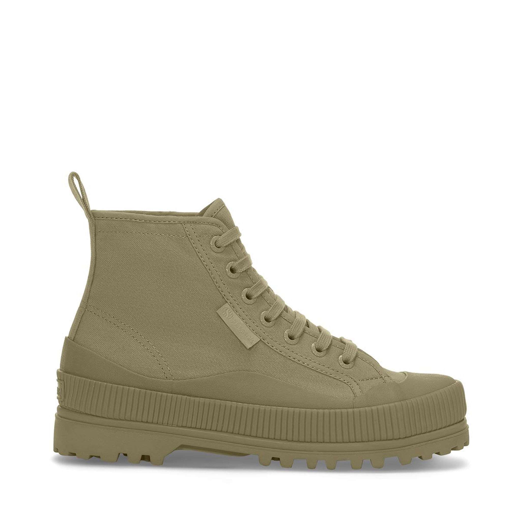 Superga 2469 Alpina Wave Tape Canvas Wr Boots - Total Grey Fossil. Side view.