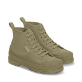 Superga 2469 Alpina Wave Tape Canvas Wr Boots - Total Grey Fossil. Front view.