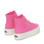 Superga 2708 Hi Top Sneakers - Pink Fuchsia Avorio. Back view.