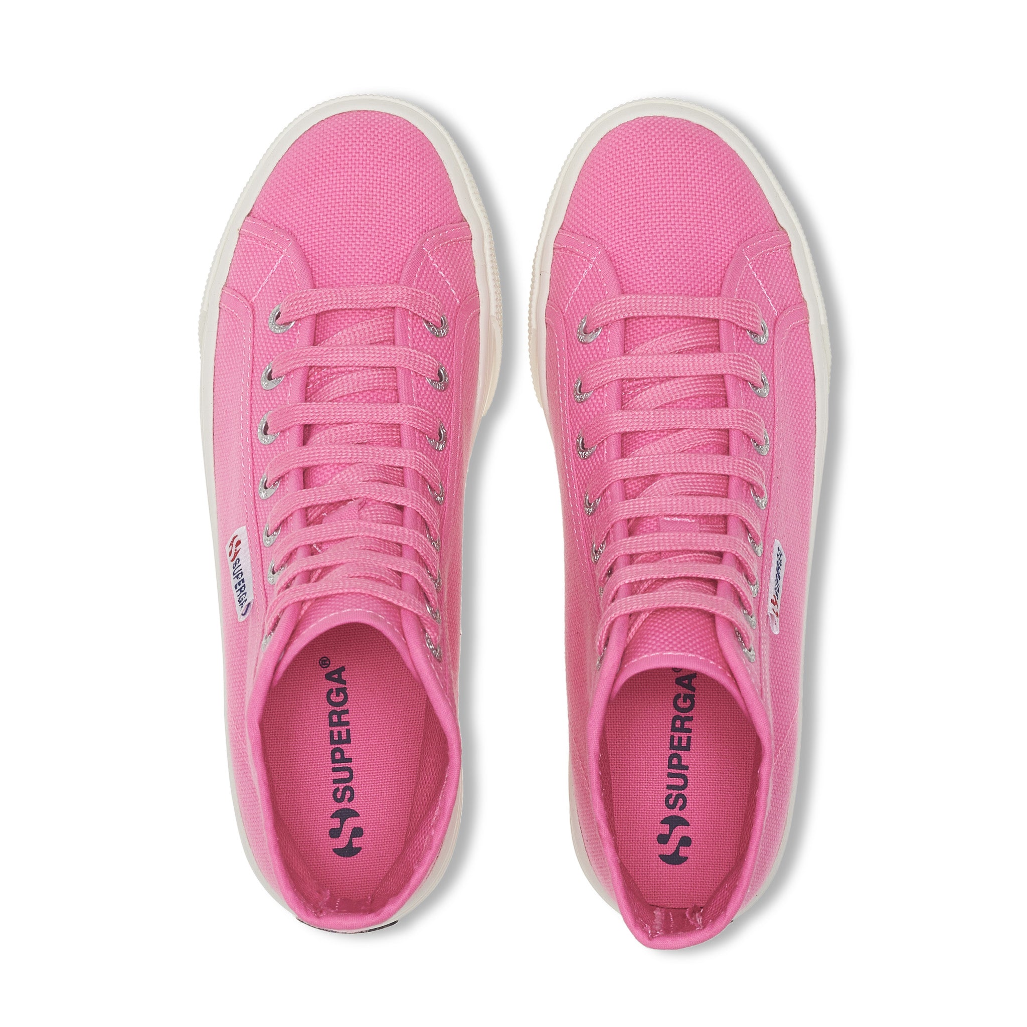 Superga 2708 Hi Top Sneakers - Pink Fuchsia Avorio. Top view.