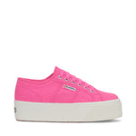Superga 2790 Platform Sneakers - Neon Pink Avorio. Side view.