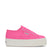 Superga 2790 Platform Sneakers - Neon Pink Avorio. Side view.