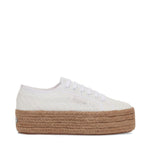 Superga 2790 Rope Macrame Rhombus Sneakers - White. Side view.
