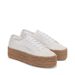 Superga 2790 Rope Macrame Rhombus Sneakers - White. Front view.