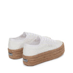 Superga 2790 Rope Macrame Rhombus Sneakers - White. Back view.