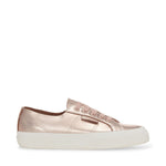 Superga 2750 Metallic Nappa Sneakers - Rose Pink Avorio. Side view.