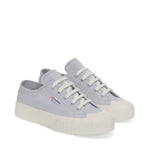 Superga 2630 Stripe Sneakers - Grey Lilla Avorio. Front view.