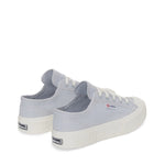 Superga 2630 Stripe Sneakers - Grey Lilla Avorio. Back view.