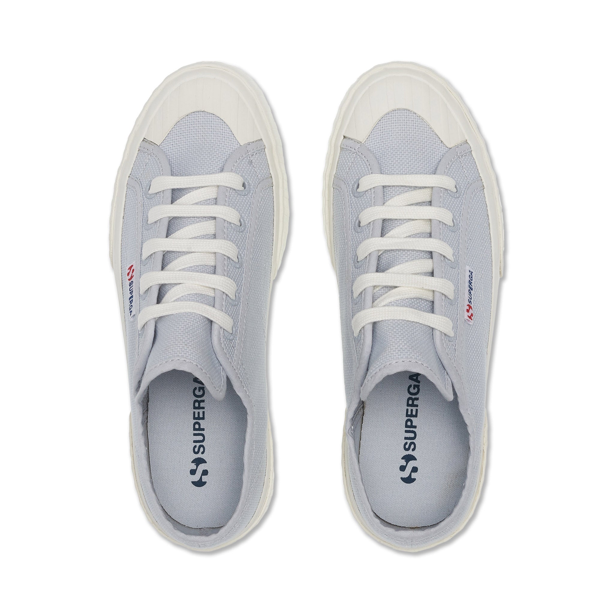 Superga 2630 Stripe Sneakers - Grey Lilla Avorio. Top view.