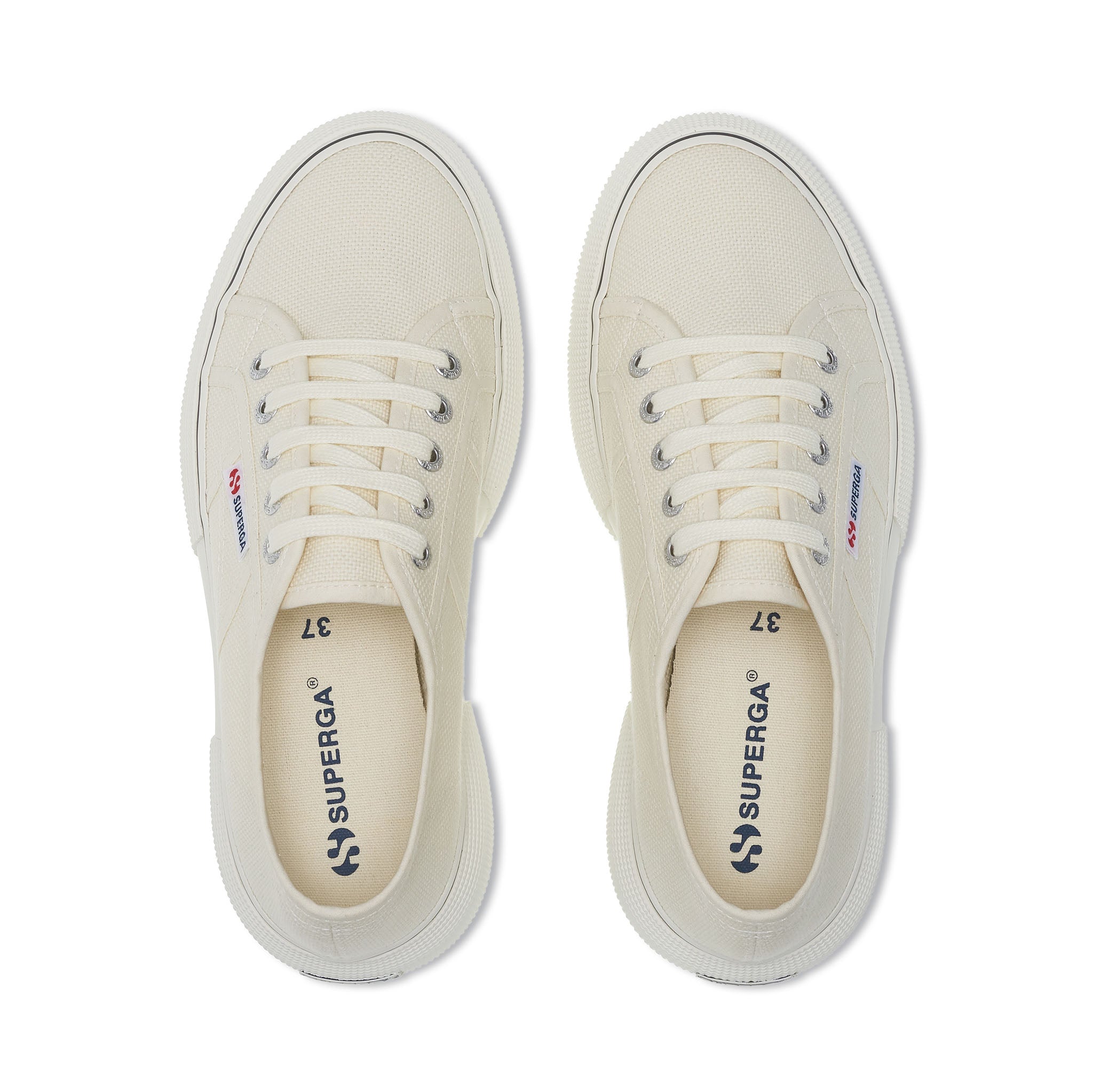 Superga 2287 Bubble Sneakers - Beige Natural Avorio. Top view.