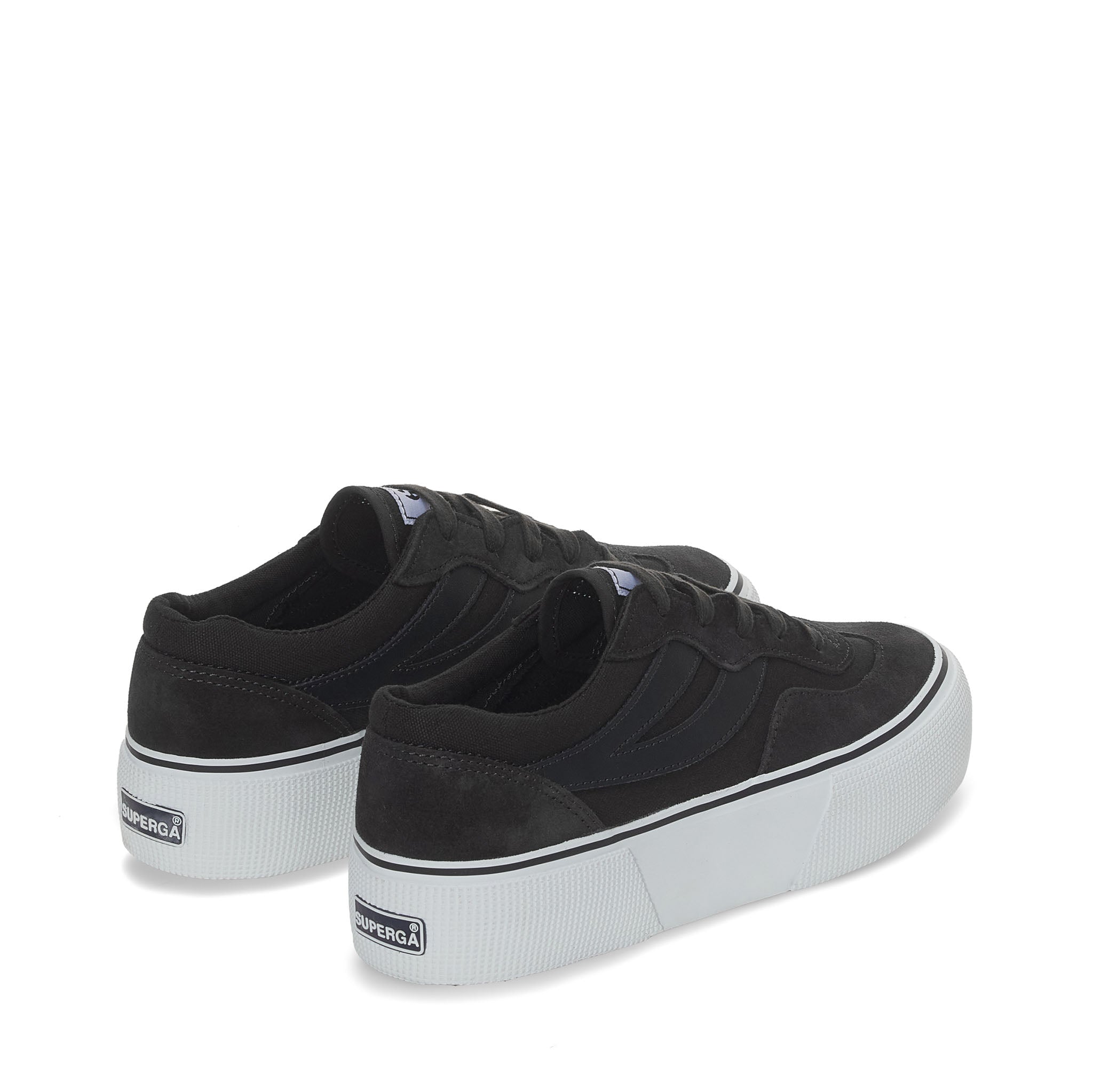 Superga 3041 Revolley Colorblock Platform Sneakers - Black Bristol Black Off White. Back view