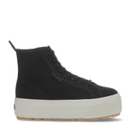 Superga 2708 High Top Tank Sneakers - Black Bristol Avorio Pearl Gum. Side view.