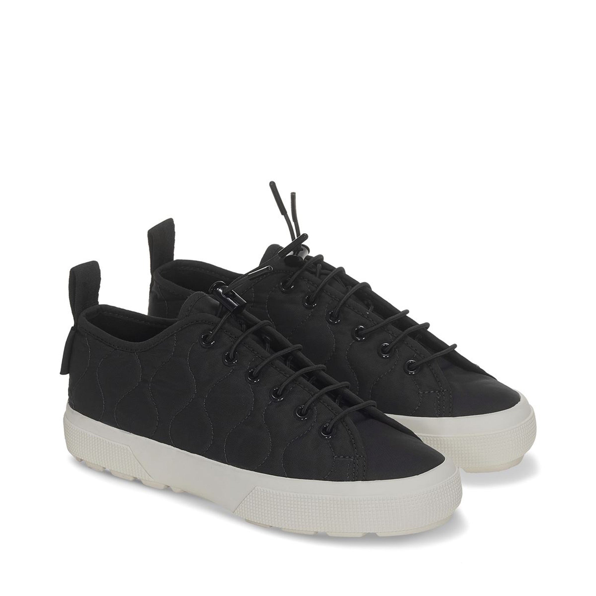 2625 Tank Quilted Nylon Sneakers - Black Bristol Avorio. Front view.