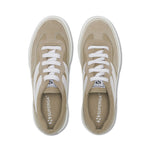 Superga 3041 Revolley Colorblock Platform Sneakers - Grey Fossil Off White. Top view.