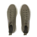 Superga 2708 High Top Tank Sneakers - Green Safari Avorio Milky. Top view.