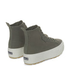 Superga 2708 High Top Tank Sneakers - Grey Greenish Avorio Pearl Gum. Back view