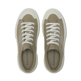 Superga 2631 Stripe Platform Sneakers - Grey Fossil Avorio. Top view.