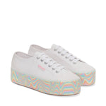 Superga 2790 Multicolor Liquify Sole Sneakers - White Multicolor Pastels. Front view.