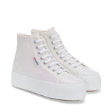Superga 2708 High Top Lam√© Sneakers - Iridescent. Front view.