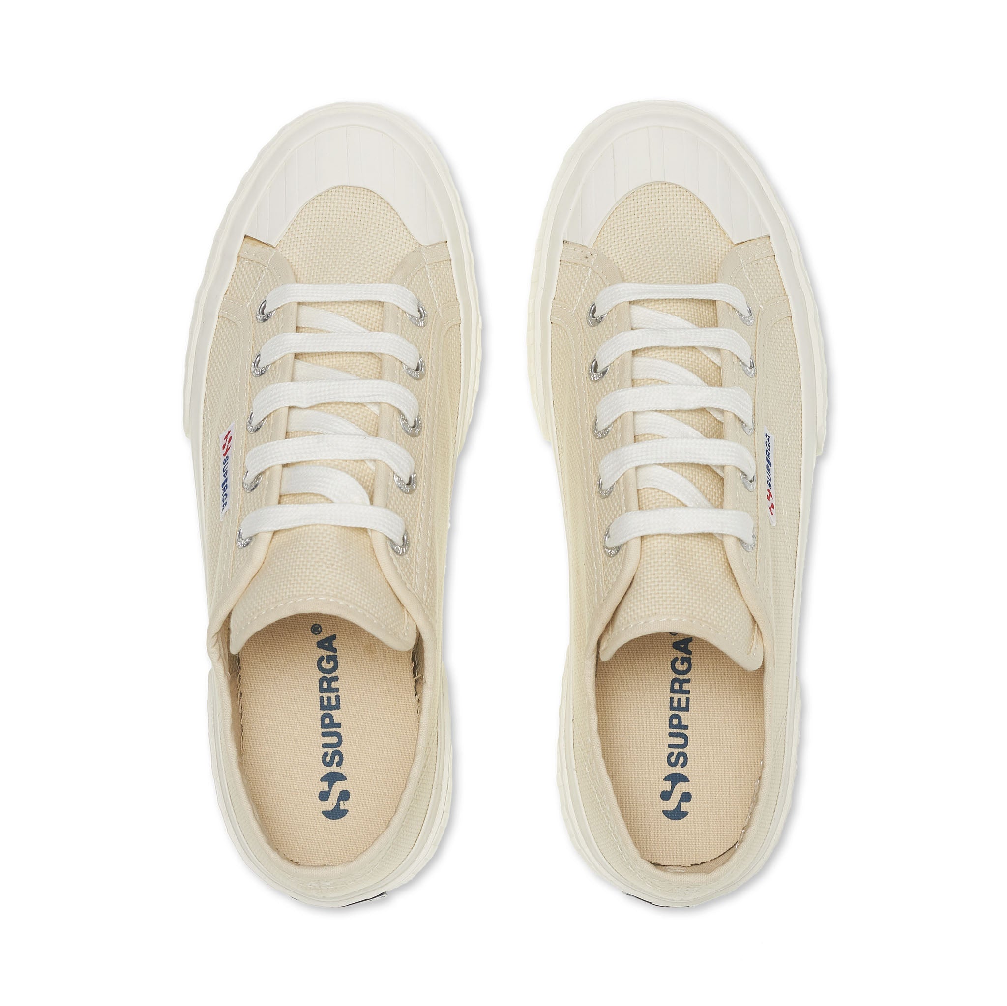 Superga 2630 Stripe Sneakers - Beige Lt Eggshell Avorio. Top view.