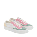 Superga 2941 Revolley Terry Cloth Sneakers - Pink White Icing Green Sage. Front view.