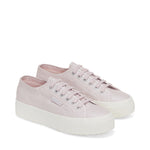 Superga 2740 Platform Pearl Matte Canvas Sneakers - Violet Hushed Avorio. Front view.