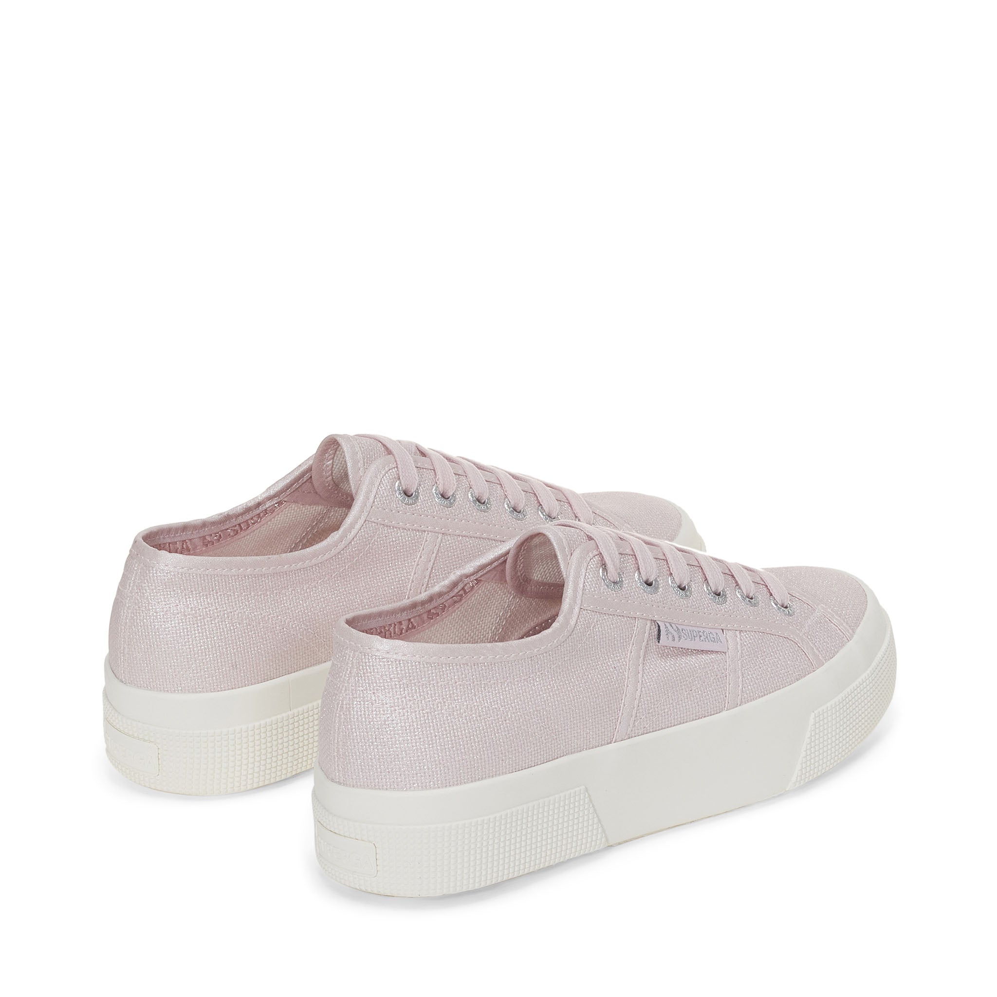 Superga 2740 Platform Pearl Matte Canvas Sneakers - Violet Hushed Avorio. Back view