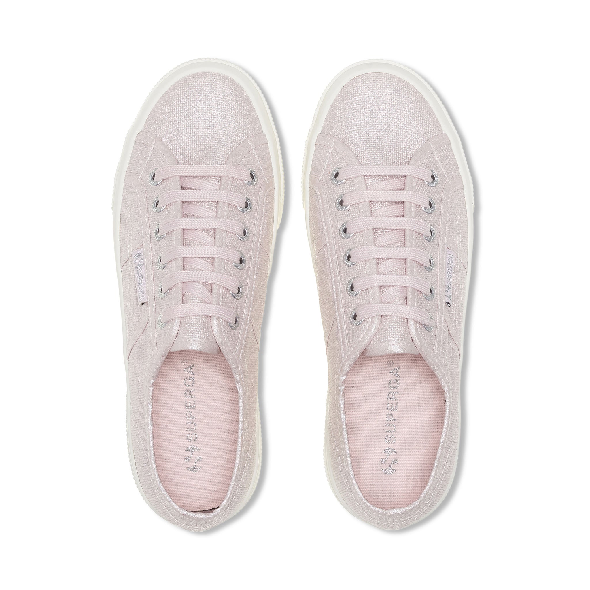 Superga 2740 Platform Pearl Matte Canvas Sneakers - Violet Hushed Avorio. Top view.