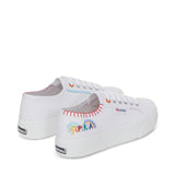 Superga 2740 Happy Logo Sneakers - White Multicolor Embroidery Logo. Back view