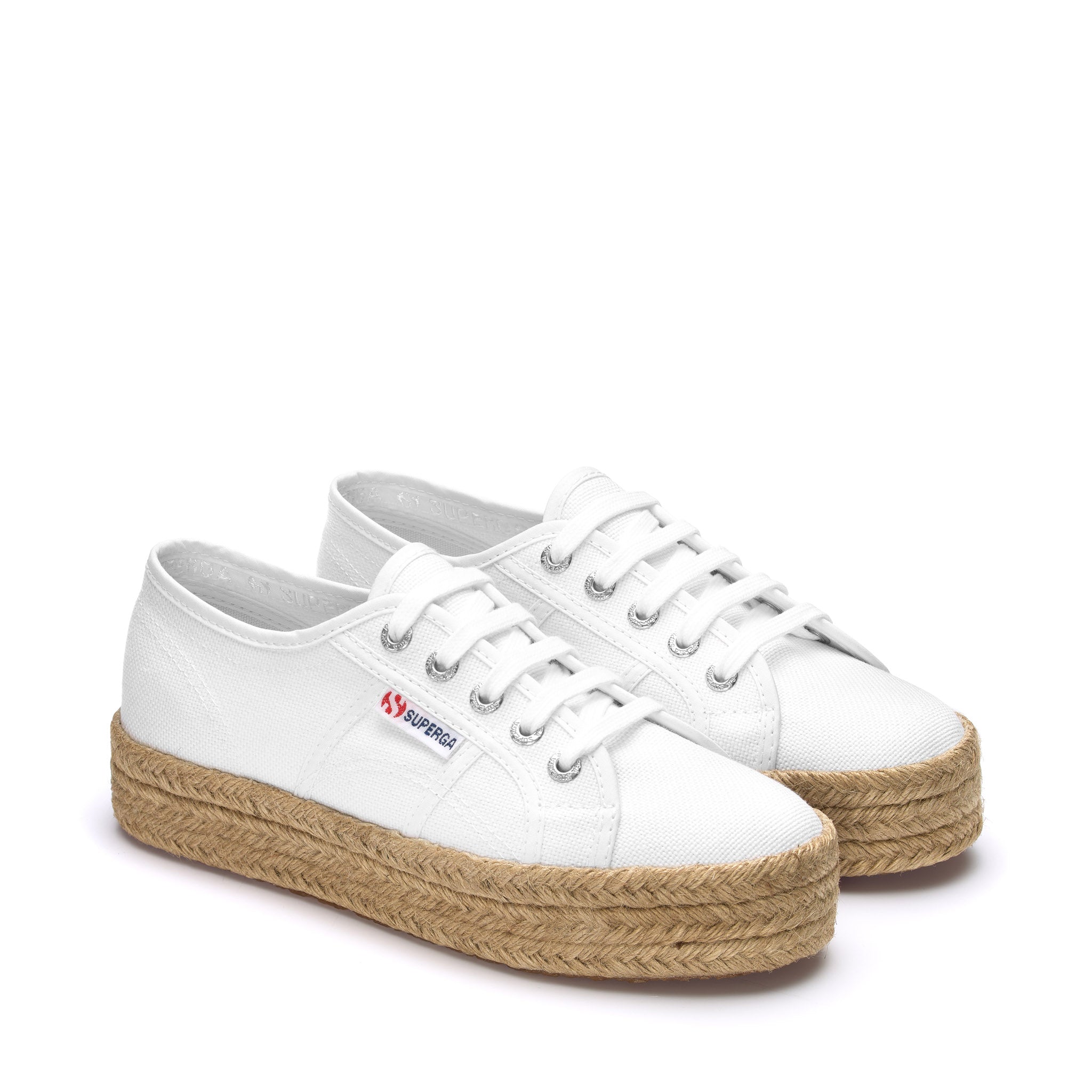 Superga 2730 Rope Sneakers - White. Front view.