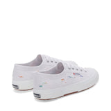 Superga 2750 Ripped Multicolor Cotton Sneakers - White Multicolor Shaded Print. Back view.