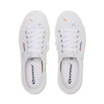 Superga 2750 Ripped Multicolor Cotton Sneakers - White Multicolor Shaded Print. Top view.