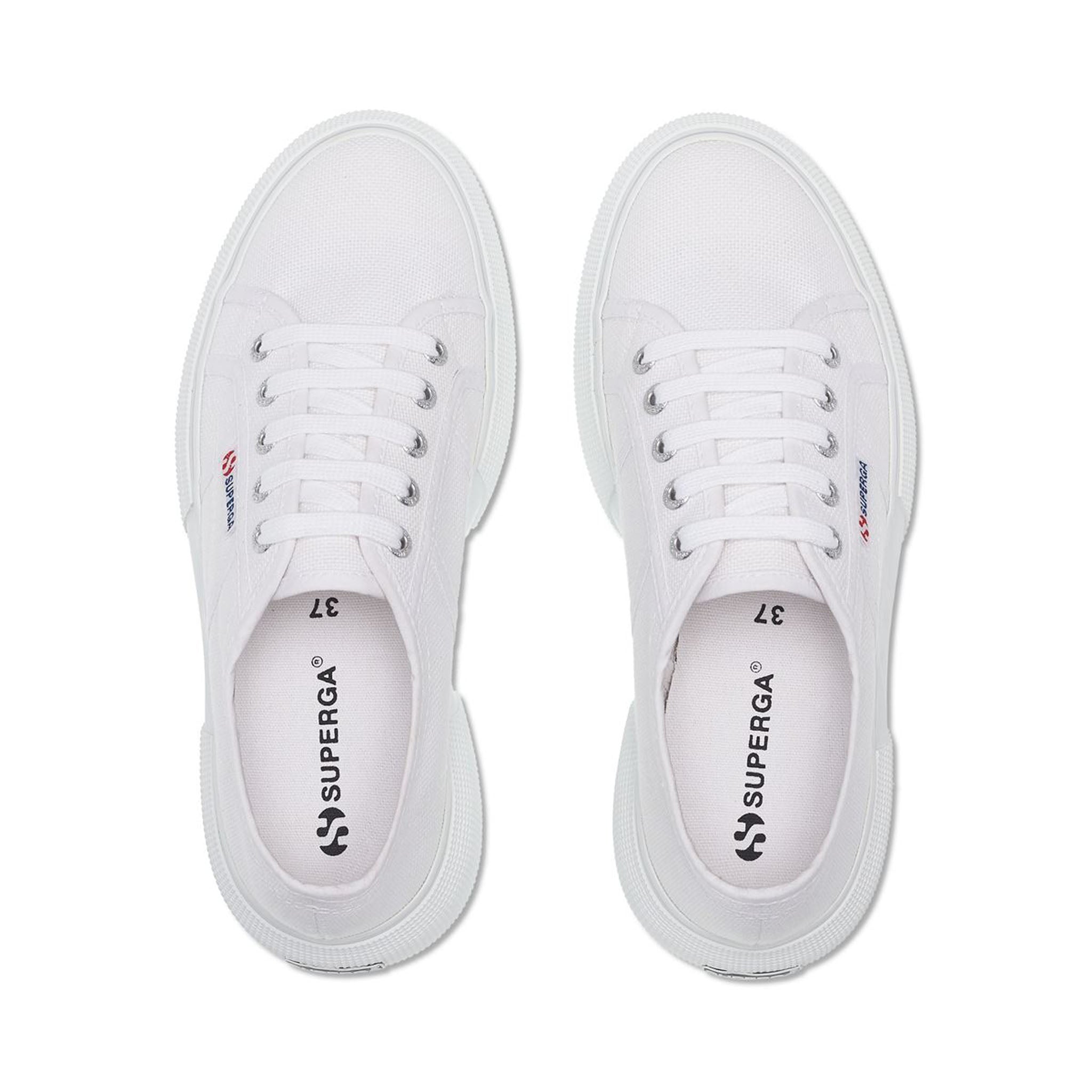Superga 2287 Bubble Sneakers - White Grey Ash. Top view.