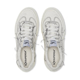 Superga 2941 Revolley Distressed Stone Washed Sneakers - White Avorio Black. Top view.