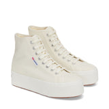 Superga 2708 High Top Sneakers - Beige Natural Avorio. Front view.