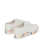 Superga 2740 Mutlicolor Lettering Sole Sneakers - White Avorio. Back view