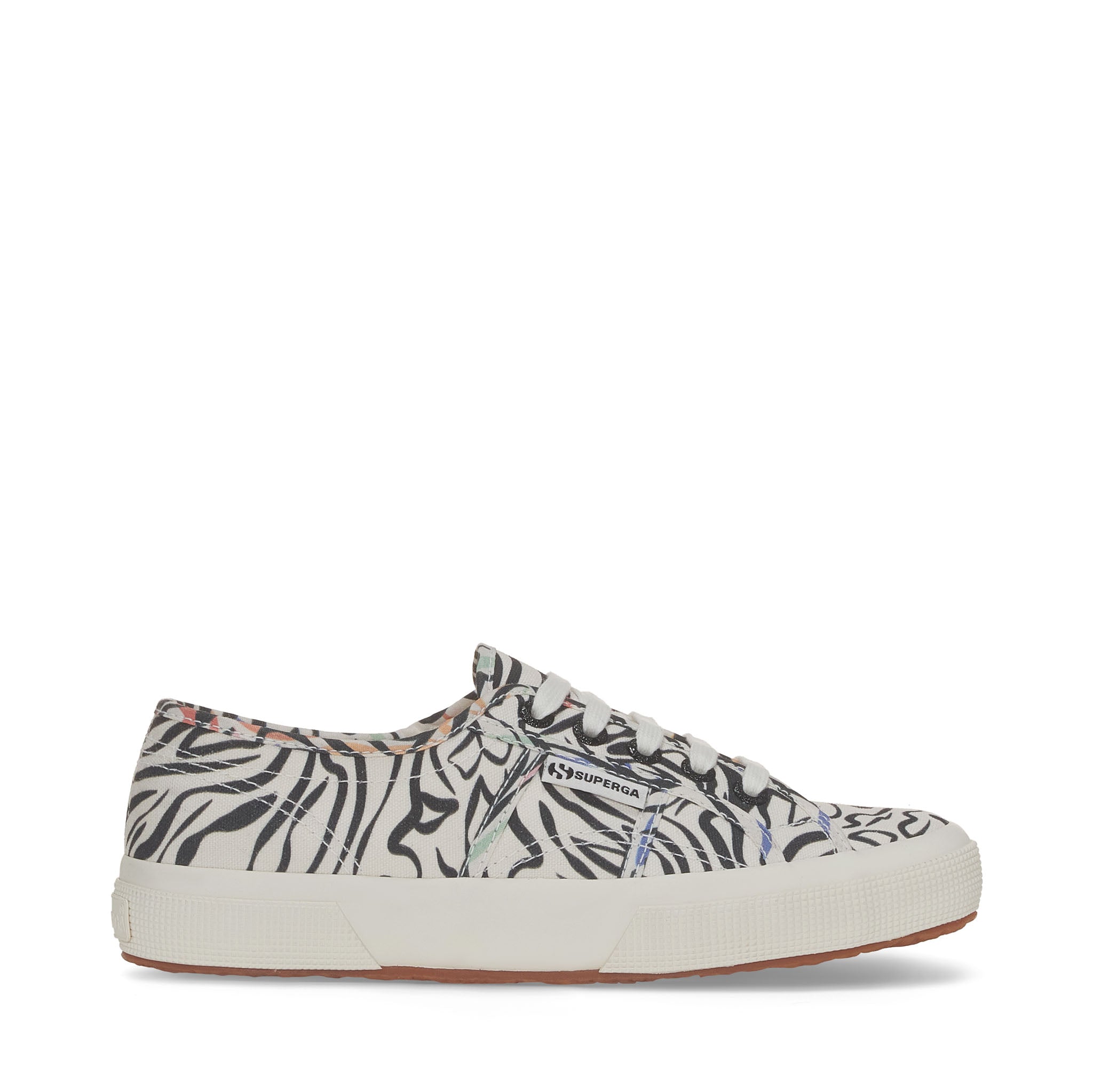 Superga 2750 Zebra Print Sneakers - Zebra Black Multicolor. Side view.